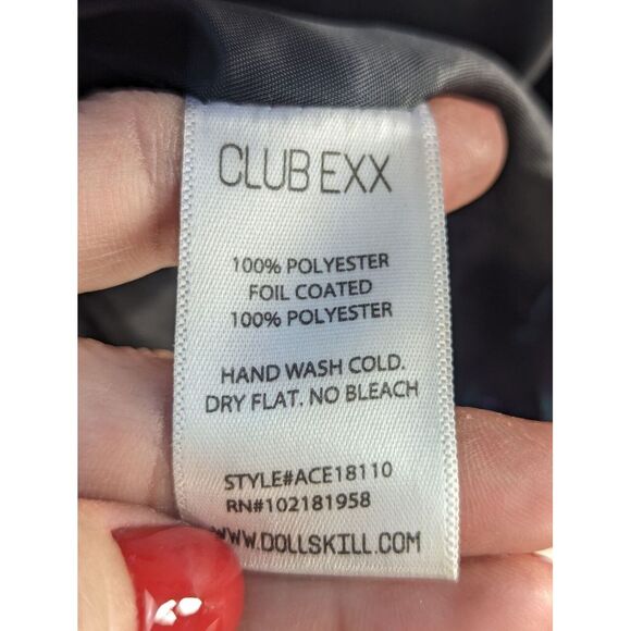 Club Exx Puffer Jacket Metallic Rave Mermaid Hooded Dancing Clubbing Medium - Picture 4 of 6